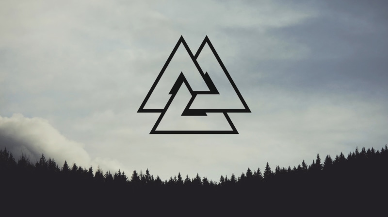 valknut, forest, pine trees, nordic landscapes, 2K, Nordic