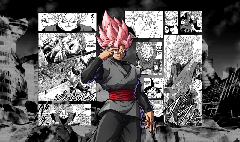 selective coloring, Black Goku, 2K, Dragon Ball Super, manga, Dragon Ball, Super Saiyan Rosé