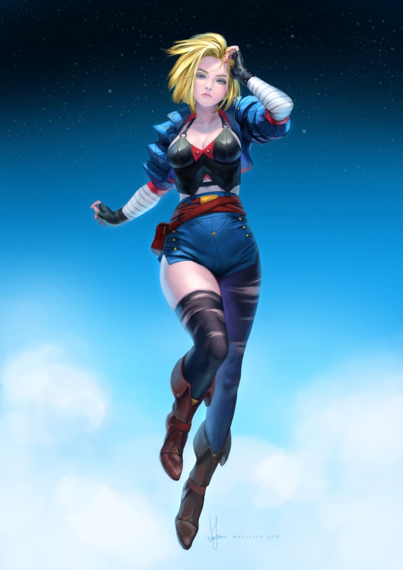 hairstyle, video Game, action, digital art, motion, blue, low angle view, beautiful woman, toy Soldier, full Length, artwork, superhero, characters, plastic