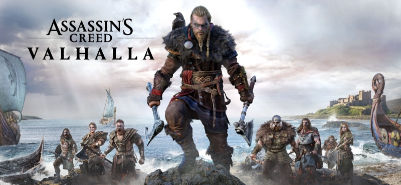 ultra-wide, Assassins Creed: Valhalla, digital art, video games, boat, Axe, 8K, viking, video game art, ultrawide