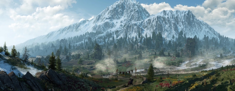 The Witcher 3: Wild Hunt, 2K, mountain, outdoors, travel, tranquility, cold temperature, plant, land, photography, snowcapped mountain, mountain peak