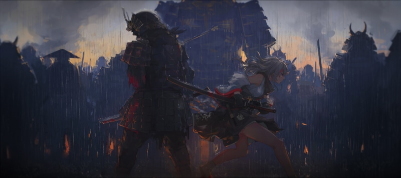 Pixiv Fantasia, ultrawide, ultra-wide, samurai, 1080P