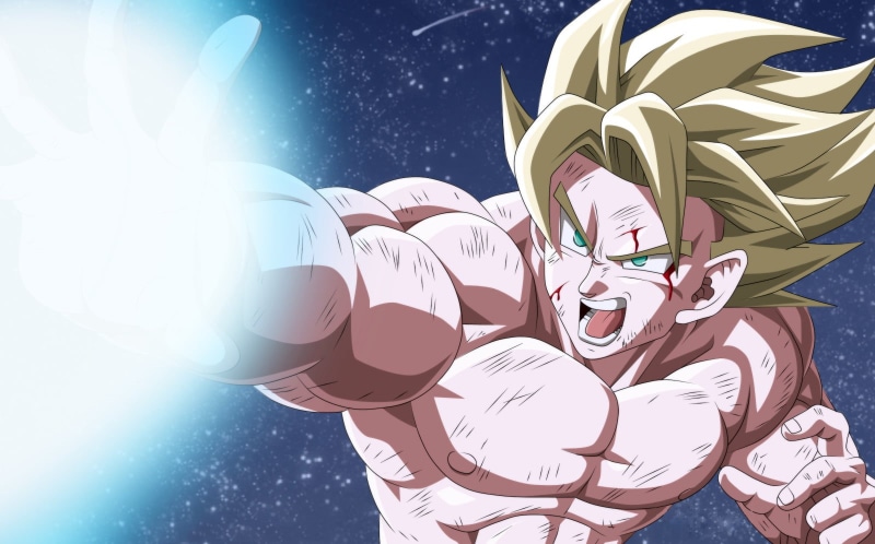 Dragon Ball Z, humor, lens flare, furious, ball, Super Saiyan, dragon, craft, digital composite, one Person, males, Goku, Dragon Ball, 720P, close-up