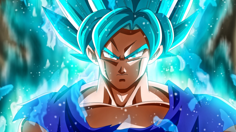 5K, art and craft, Dragon Ball, design, Son Goku, lifestyles, Dragon Ball Super, one person, close-up, Super Saiyan Blue, indoors, pattern, leisure activity