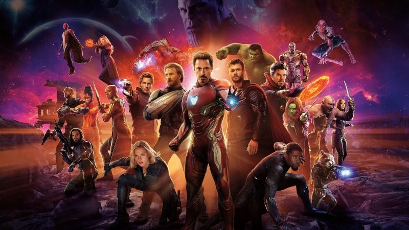 digital composite, Cast, large group of people, War, architecture, creativity, illuminated, k, men, stage, multi colored, sculpture, crowd, Avengers, adult