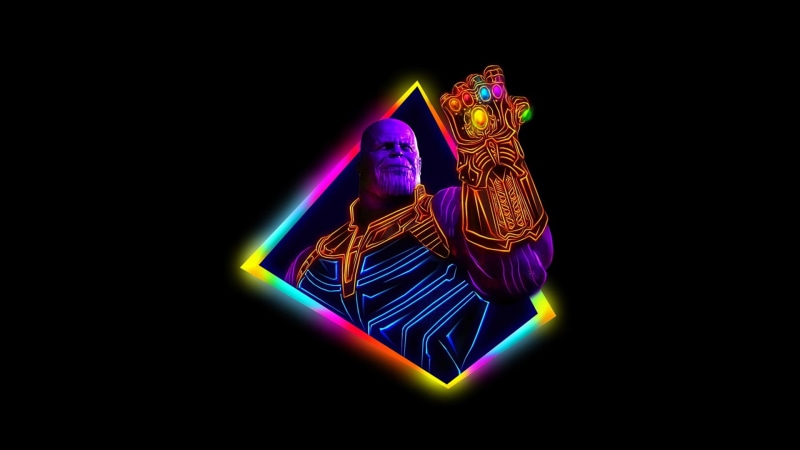 Neon, art, Thanos, Infinity, War, Avengers, 1080P