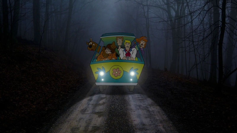 night, cartoon/comic, mystery, machine, trees, doo, 1080P, forest, hd, lights, scooby