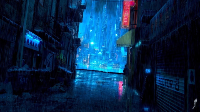 wall - building feature, lights, outdoors, residential district, architecture, cyberpunk, no people, city life, 1080P, city, neon, nightlife, darkness