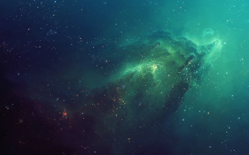 underwater, star field, tranquil scene, beauty in nature, universe, space and astronomy, green color, digital, scenics - nature, sky, sea, undersea
