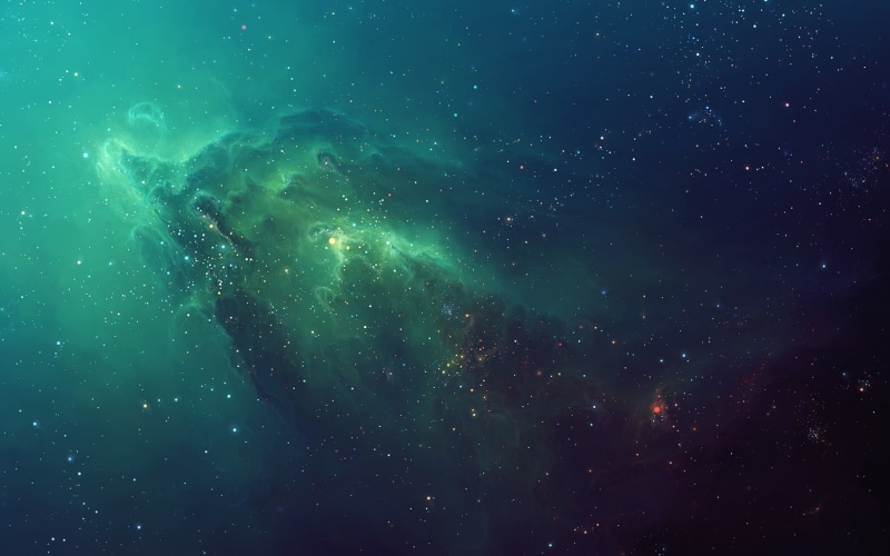 tranquility, one person, sky, water, outdoors, 1080P, TylerCreatesWorlds, astronomy, galaxy, sea, nature, night, space and astronomy, universe, green color