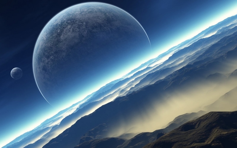 two, eclipse, moon surface, planetary moon, artwork, cloud - sky, mountain, astronomy, 720P, mountain range, night, universe, digital, no people, space art