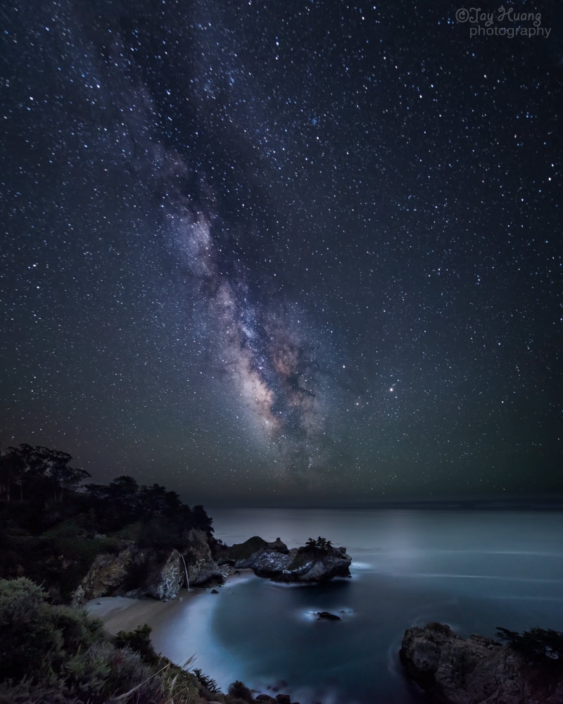 milky Way, nature, dark, Big Sur  California, photo, night, landscape, galaxy, exposure, McWay Falls, sky, Milkyway, constellation, way, long Exposure