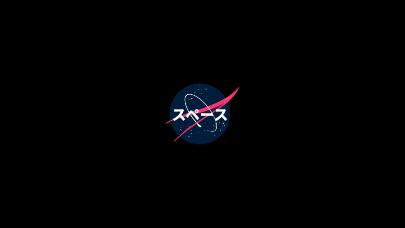 NASA, 4K, minimalism, logo, dark, Japanese Art