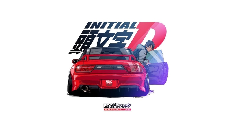 Nissan, anime, Initial D, EDC Graphics, JDM, 1080P, Nissan 240SX, render, Japanese cars