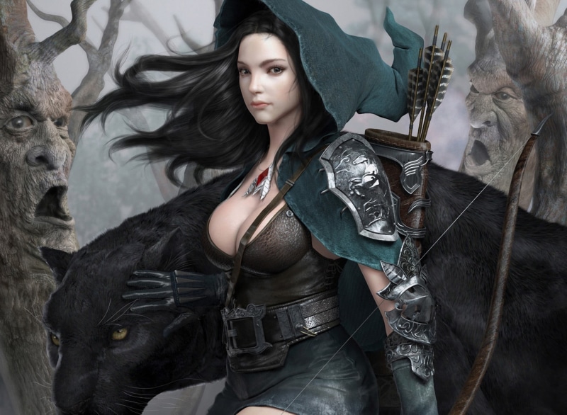 hairstyle, holding, front view, woman, game, one animal, lifestyles, beauty, pets, mammal, young women, 1080P, women, illustration, one person, leather