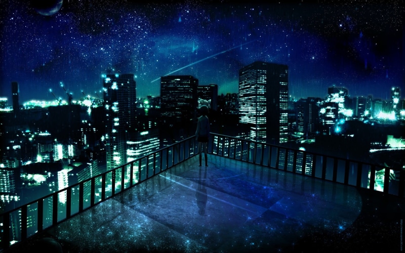tall - high, blue, woman, dark, man, buildings, standing, 1080P, sky, street Light, urban Scene, no People, twilight, city, star - space, nighttime, downtown District