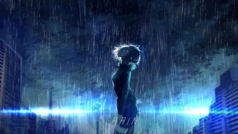 communication, digital, three quarter length, indoors, anime girls, rain, one person, digital composite, adult, light beam, young adult, architecture, built structure