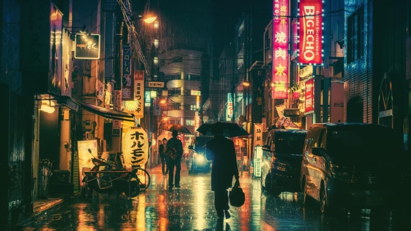 street, city, 1080P, night, china, rain