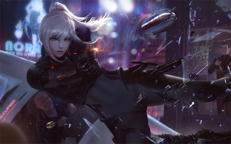 1080P, ponytail, lifestyles, white, enjoyment, crash, transportation, girls with guns, blue eyes, leisure activity, d, young women, raikoart, young adult