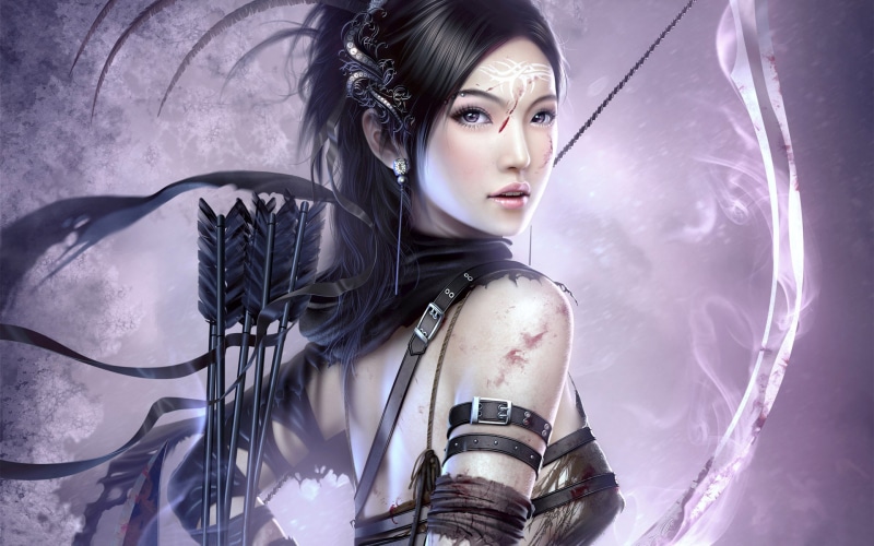 digital art, 1080P, arrows, fantasy art, Asian, Arrow, archer, bow, women, fantasy girl