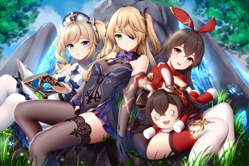 Genshin Impact, stockings, 1080P, wsman, anime, anime girls