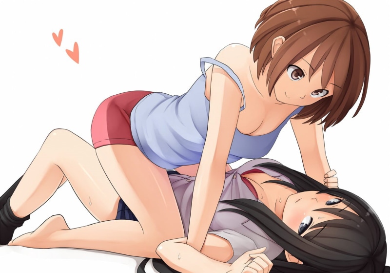 character, female, original characters, women, young women, digital, representation, human representation, sitting, yuri, looking at camera, anime, mask
