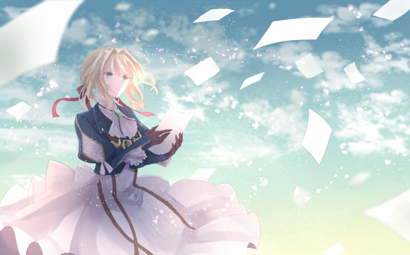 young adult, Violet Evergarden, front view, females, illuminated, hair, 720P, women, winter, lifestyles, indoors, anime, young women, looking, Violet Evergarden (anime)