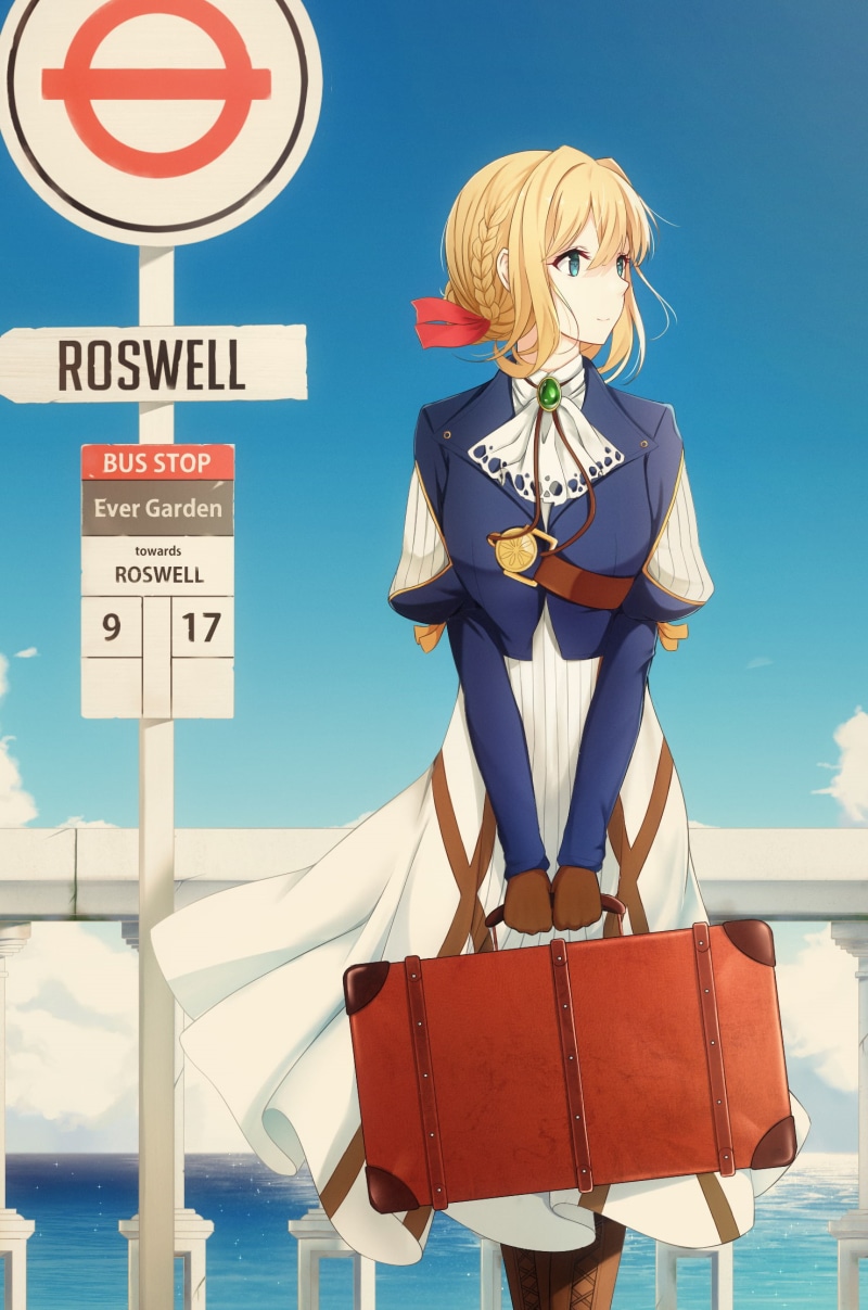 Violet Evergarden (anime), sign, Violet Evergarden, 1080P, suitcase, anime girls, anime