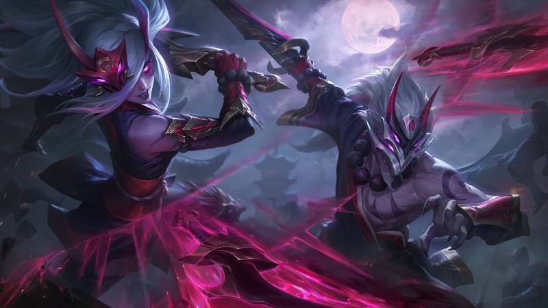 Blood moon, katarina (league of legends), Riot Games, Blood Moon (league of legends), League of Legends, Moon, Katarina, 4K, Master Yi
