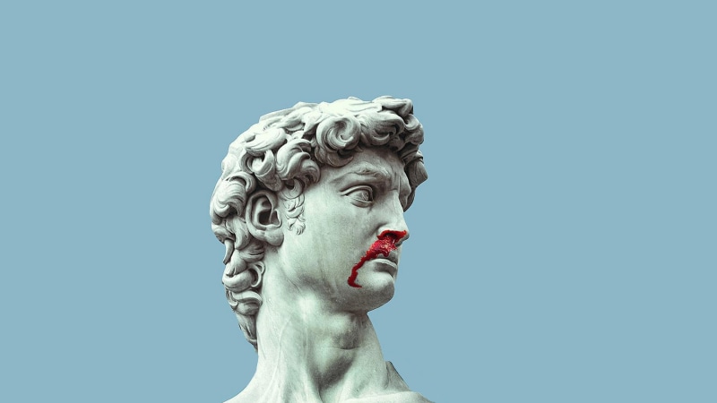 close-up, nature, sky, marble, portrait, history, human head, human representation, clear sky, 1080P, Statue of David, side view, statue, representation