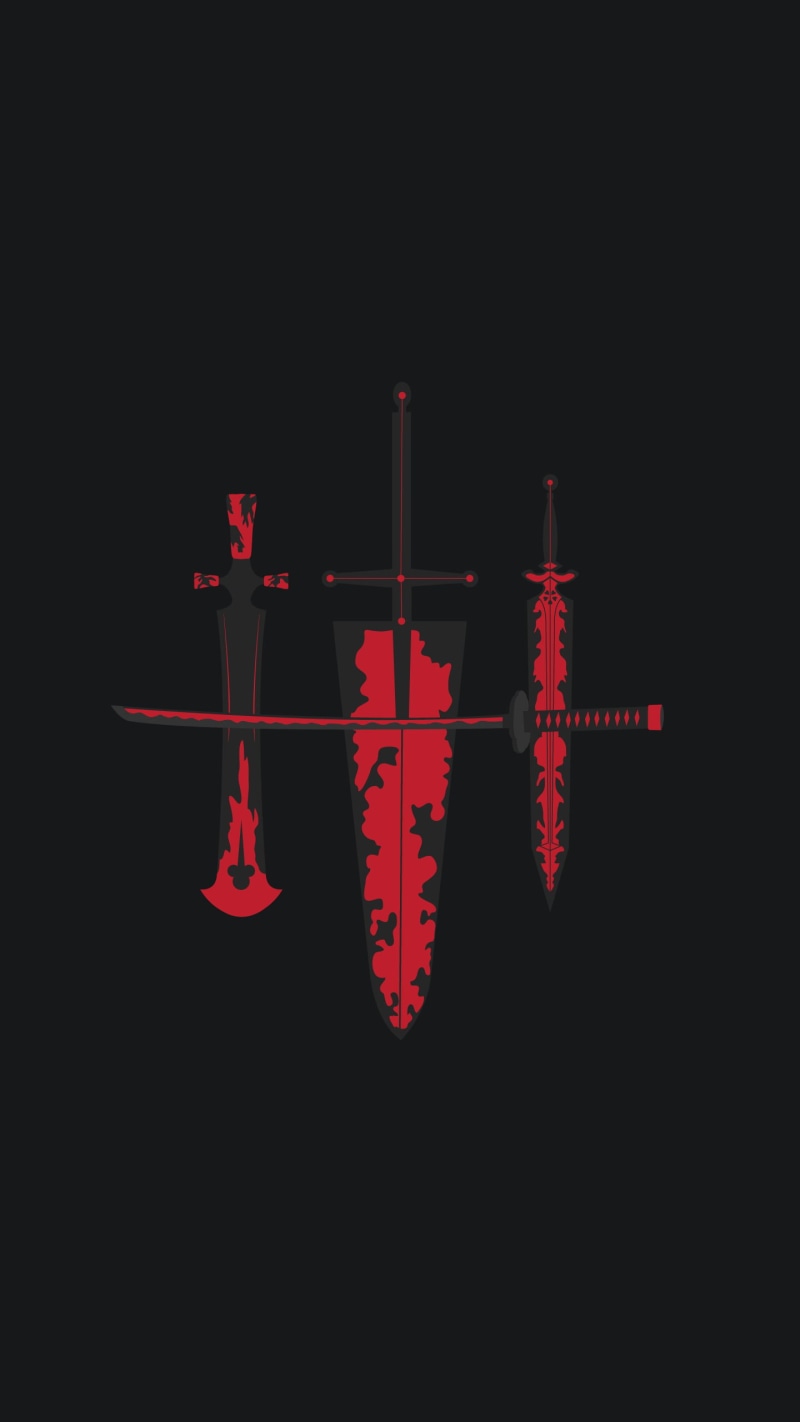 red, 2K, SwordArtOnline, katana, demon, dark, dark background, Black Clover, Devil, Black Asta, Kimetsu no Yaiba, antographics, magic