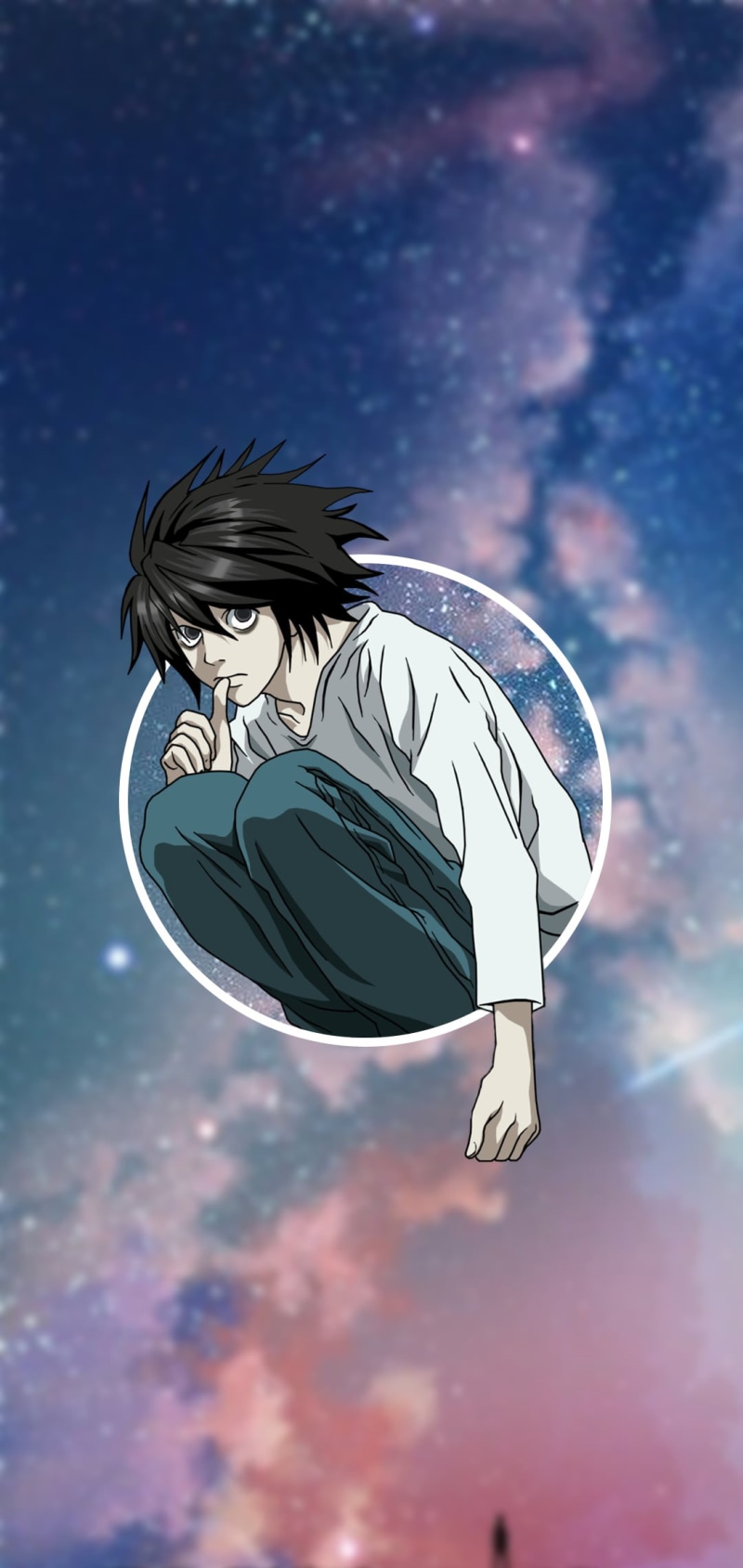 anime, Death Note, 1080P, phone, sky, dark hair, Lawliet L