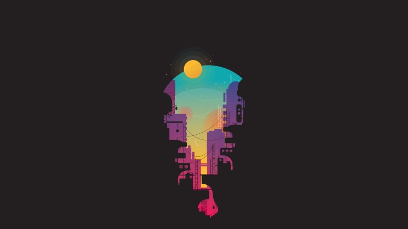 building exterior, futuristic, outdoors, technology, glowing, amusement park, copy space, lighting equipment, night, science, sky, computer Graphic, design