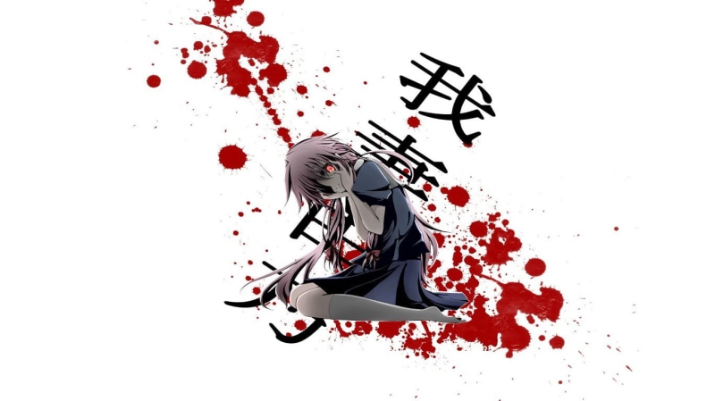 white background, blood spatter, paint, anime, cut out, copy space, paper, one person, blood, wearing, splattered, high angle view, red, casual clothing