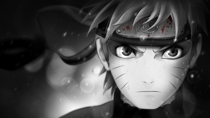 blood spatter, Naruto Shippuuden, selective coloring, bokeh, Uzumaki Naruto, anime boys, anime, 720P