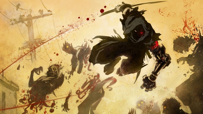 no People, illustration, old-fashioned, zombies, red eyes, backgrounds, cyborg, 1080P, ninja gaiden z, grunge, people, old, shadow, conflict, battle, dirty
