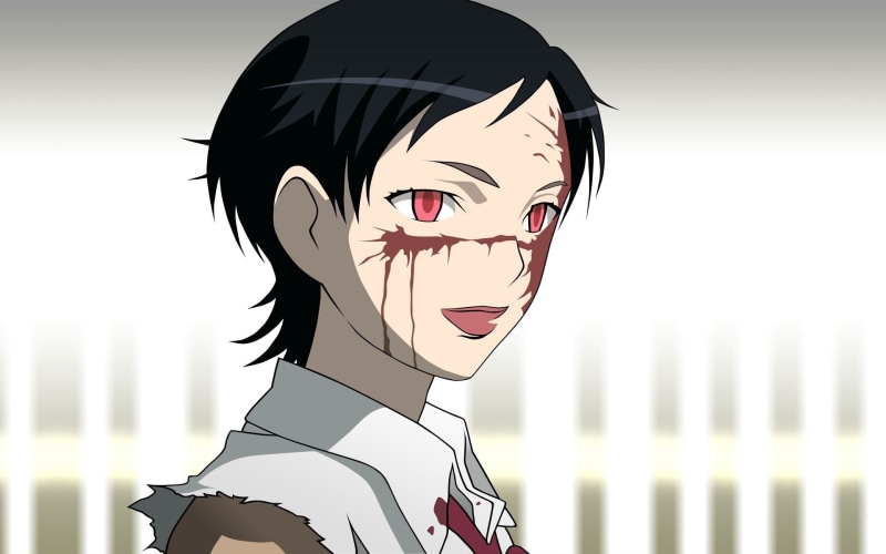 killer, 1080P, red eyes, Blood +, spot, blood spatter, Saya Otonashi