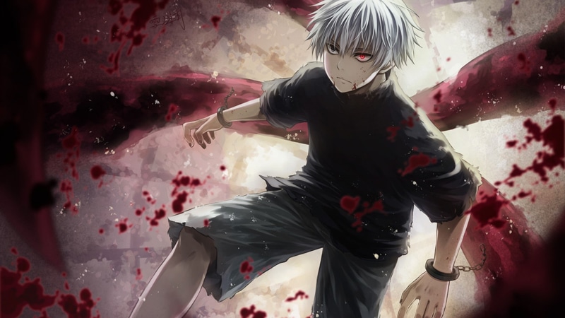 Kaneki Ken, 1080P, blood spatter, Tokyo Ghoul HD Wallpaper