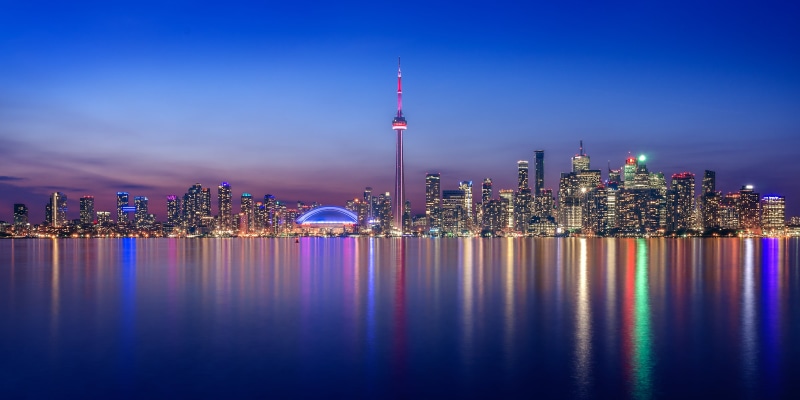 Rogers Centre, Oriental Pearl, Canada, skyline, Ontario, skyscraper, modern, city, twilight, One, night photography, Rull, water, built Structure, famous Place