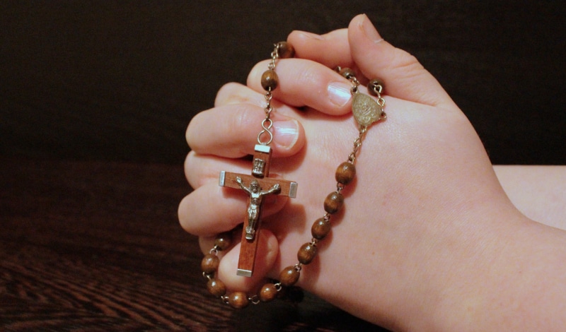 close-up, human body part, finger, bracelet, human hand, christianity, faith, brown, hand, rosary, jesus, personal accessory, women, indoors, black background