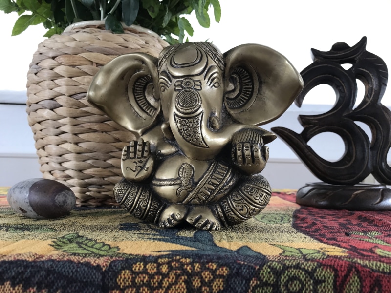indoors, buddha, representation, floral pattern, belief, day, yoga, statue, creativity, ganesha, altar, pattern, meditation, close-up, religion, sculpture