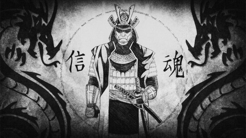 samurai, human representation, front view, built structure, mural, government, wall - building feature, representation, history, wall, graffiti