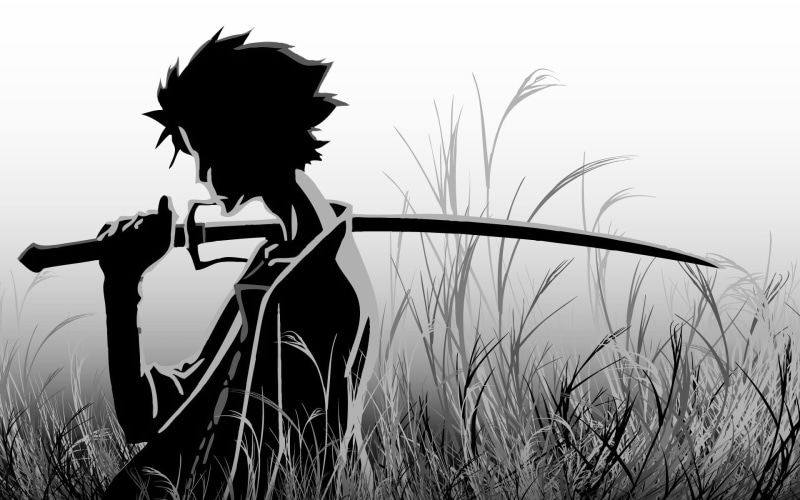 growth, sky, Samurai Champloo, women, illustration, lifestyles, field, 1080P, sword, grass, day, character, plant, katana, land, outdoors, clear sky, nature