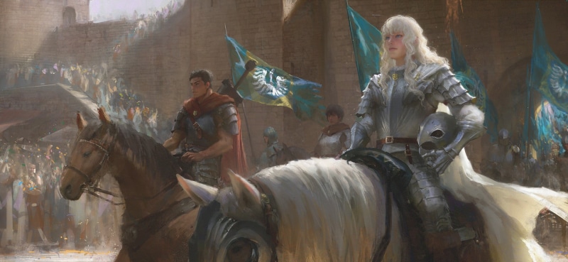 Berserk, warrior, day, ride, application, men, Guts, sitting, real people, fantasy art, animal wildlife, livestock, mammal, people, arts culture and entertainment