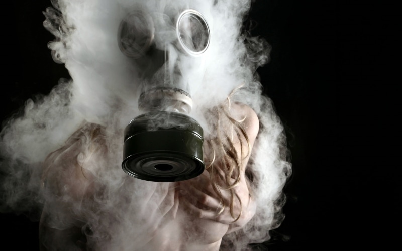 science, air pollution, smoke - Physical Structure, weapon, protection, gas mask, mask, pollution, holding, adult, condensation, one Person, technology