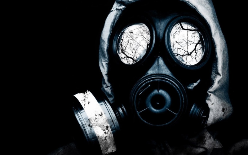 motion, black background, dark, 720P, copy space, gas masks, studio shot, wearing, human representation, geometric shape, representation, black