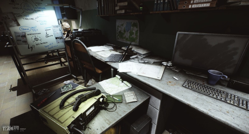 office, video games, abandoned, Tactical Game, absence, furniture, book, paper, document, desk, technology, War Game, computer monitor, file, computer