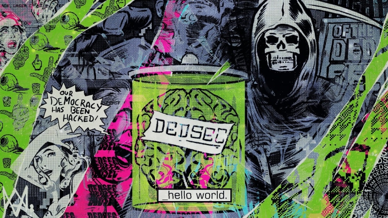 Watch_Dogs 2, close-up, no people, script, multi colored, text, wall - building feature, DEDSEC, variation, creativity, backgrounds, communication