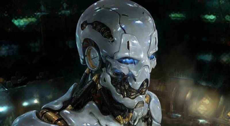 human representation, robot, blue eyes, artwork, no people, sculpture, head, creativity, 720P, science fiction, white, arts culture and entertainment