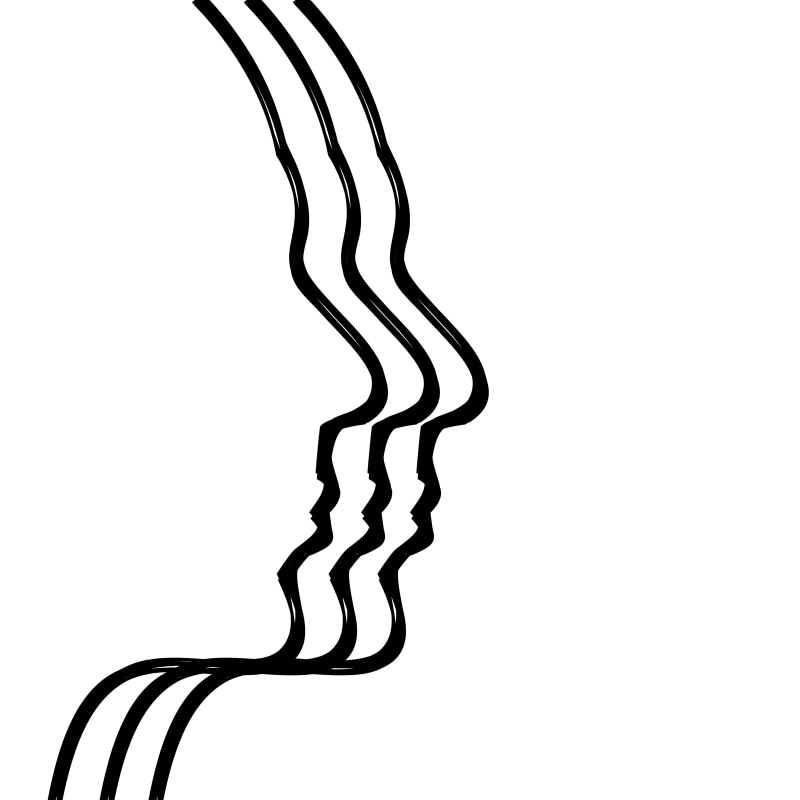 psychology, shape, close-up, black color, cable, metal, doubt, questions, ideas, fear, drawing, copy space, white background, face, curve, pattern, design